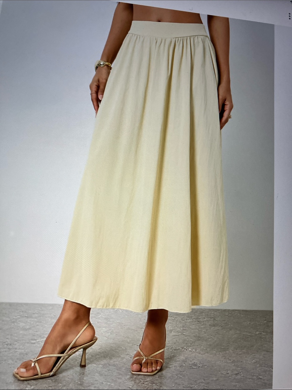 Grey & Gray Lightweight pale yellow Maxi Skirt lined